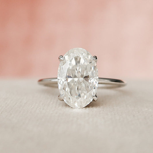 3.5 CT Oval Hidden Halo Moissanite Engagement Ring