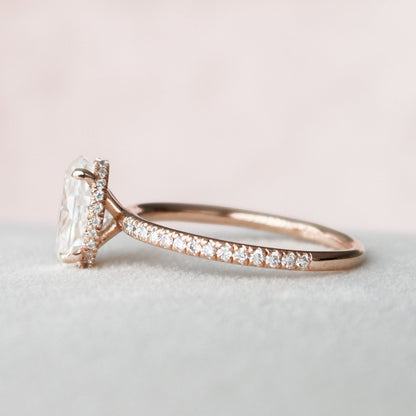 2.5 CT Oval Hidden Halo & Pave Moissanite Engagement Ring