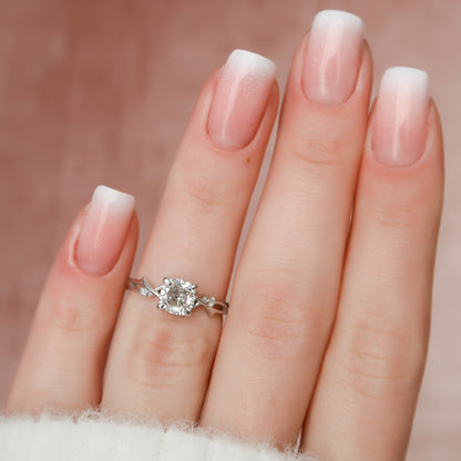 1 CT Cushion Twig Pave Moissanite Engagement Ring