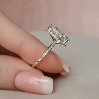 3.5 CT Pear Hidden Halo & Pave Moissanite Engagement Ring