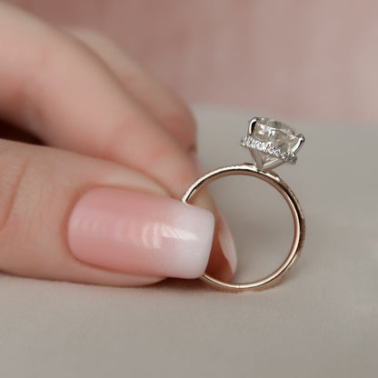 3.5 CT Pear Hidden Halo & Pave Moissanite Engagement Ring