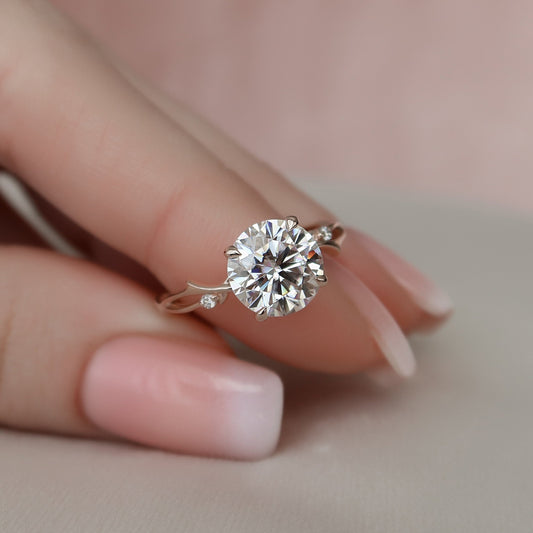 2.5 CT Round Twig Pave Moissanite Engagement Ring