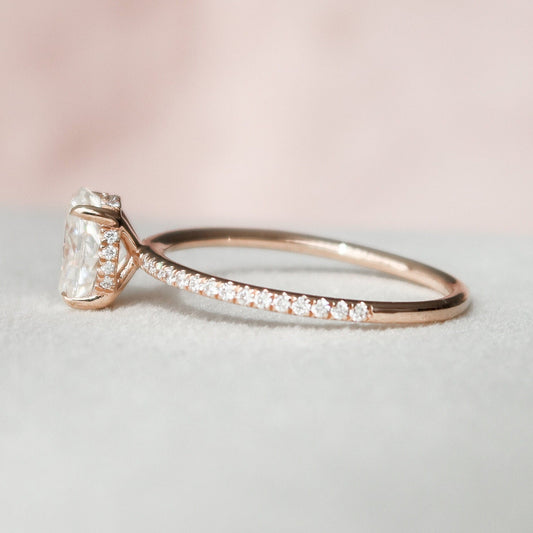 1 CT Oval Hidden Halo & Pave Moissanite Engagement Ring