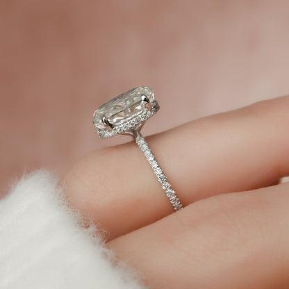 3 CT Oval Hidden Halo & Pave Moissanite Engagement Ring