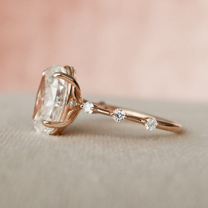 3 CT Oval Dainty Pave Moissanite Engagement Ring