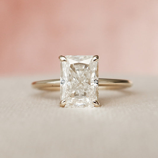 2 CT Radiant Hidden Halo Moissanite Engagement Ring