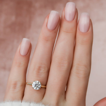 1.5 CT Round Hidden Halo & Pave Moissanite Engagement Ring