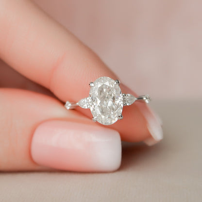 2 CT Oval Hidden Halo & Dainty Pave Moissanite Engagement Ring