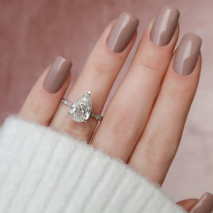 3 CT Pear Pave Moissanite Engagement Ring