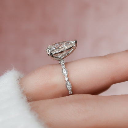 3 CT Pear Pave Moissanite Engagement Ring