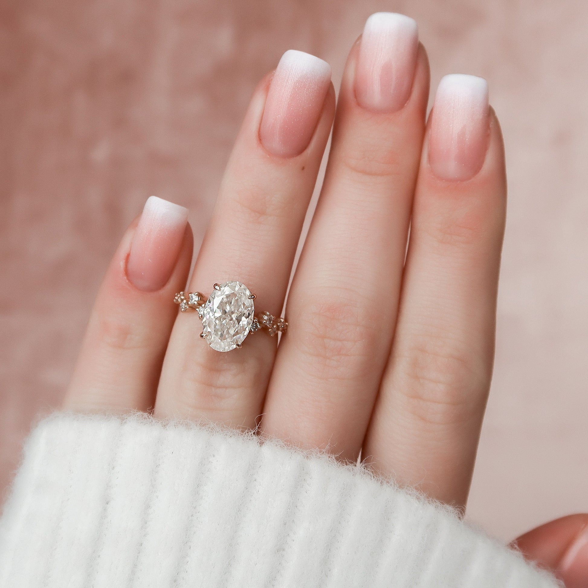 3 CT Oval Hidden Halo & Pave Moissanite Engagement Ring