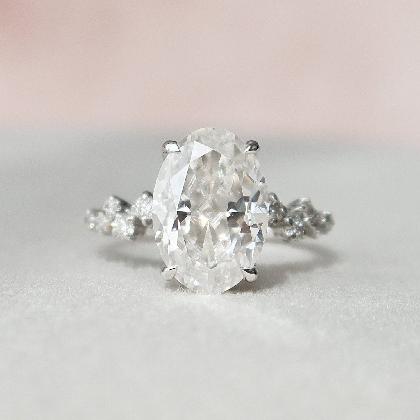 3 CT Oval Hidden Halo & Pave Moissanite Engagement Ring