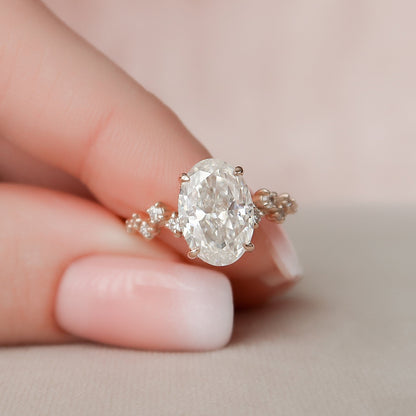 3 CT Oval Hidden Halo & Pave Moissanite Engagement Ring
