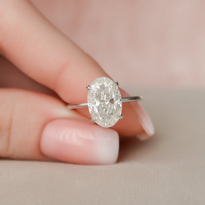 3.5 CT Oval Hidden Halo Moissanite Engagement Ring
