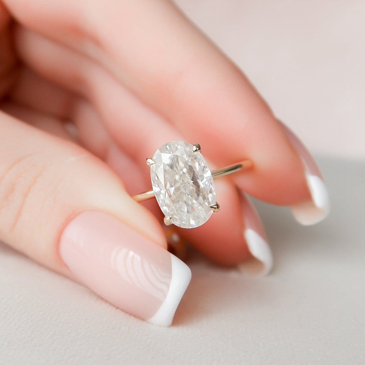3.5 CT Oval Hidden Halo Moissanite Engagement Ring