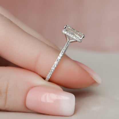 3 CT Radiant Hidden Halo & Pave Moissanite Engagement Ring