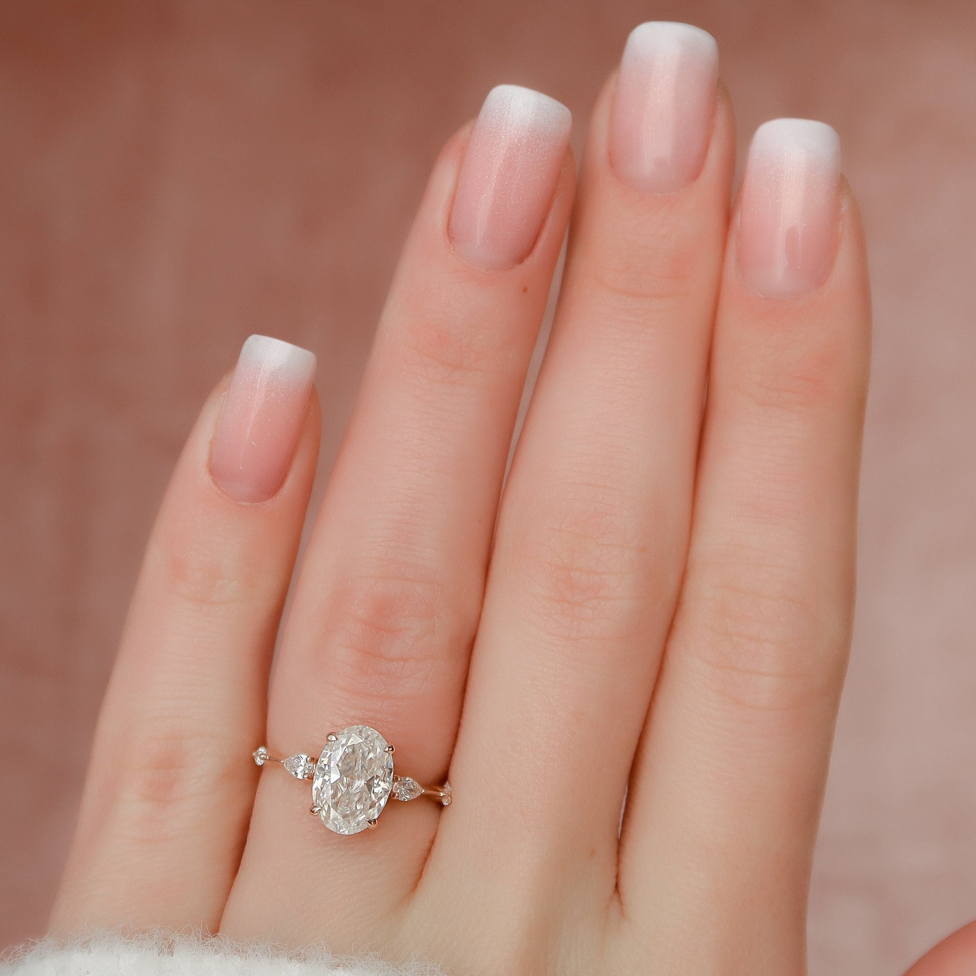 2 CT Oval Hidden Halo & Dainty Pave Moissanite Engagement Ring