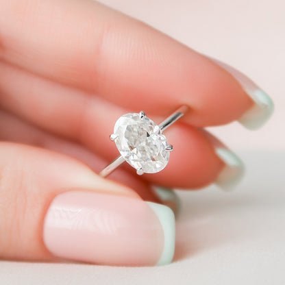 2 CT Oval Hidden Halo Moissanite Engagement Ring