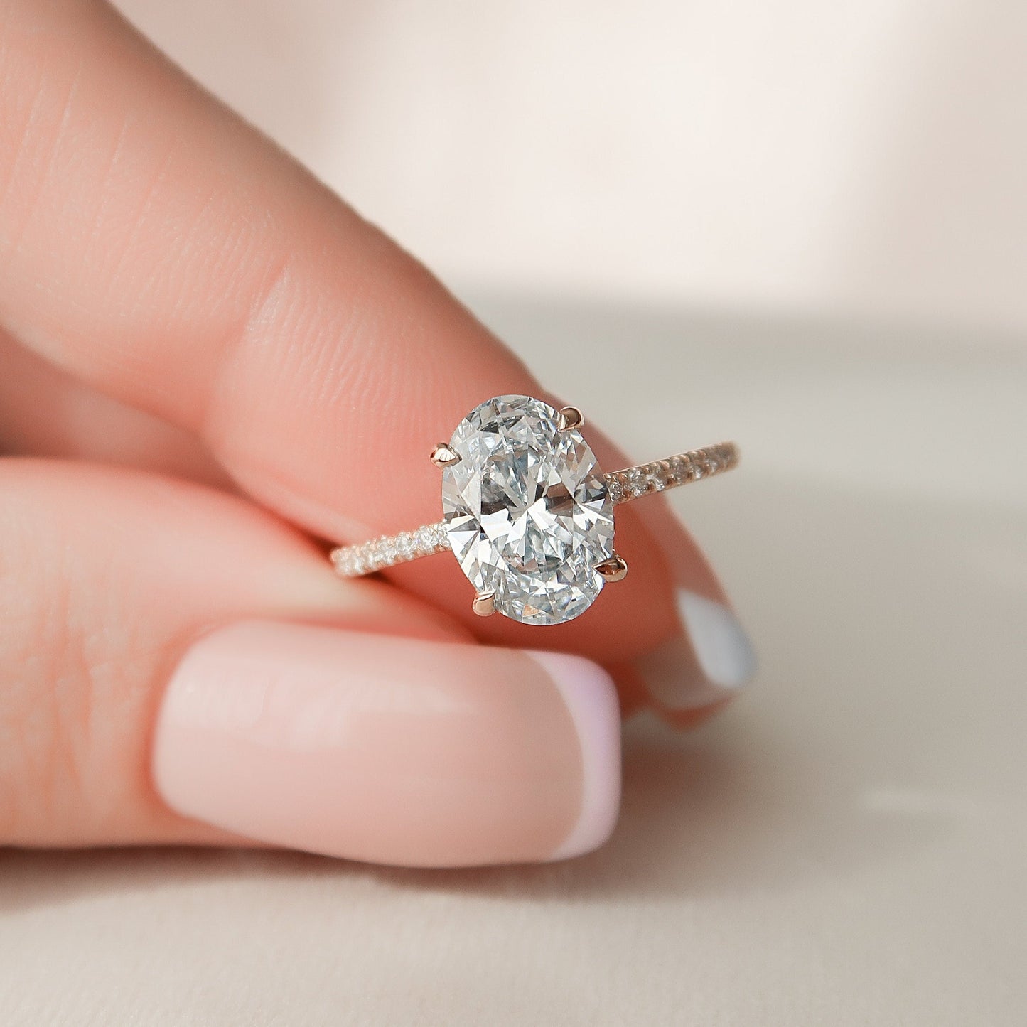 2 CT Oval Hidden Halo & Pave Moissanite Engagement Ring