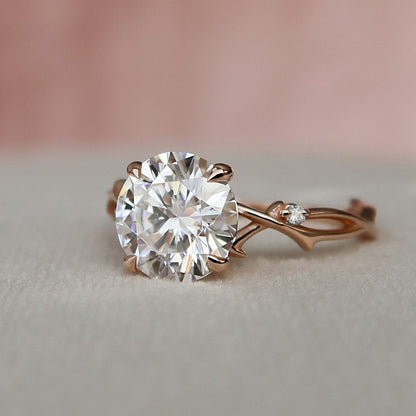 2.5 CT Round Twig Pave Moissanite Engagement Ring