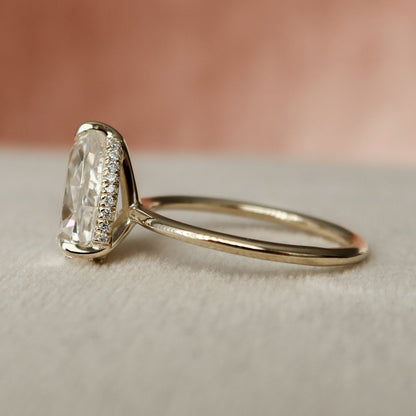 2 CT Pear Hidden Halo Moissanite Engagement Ring