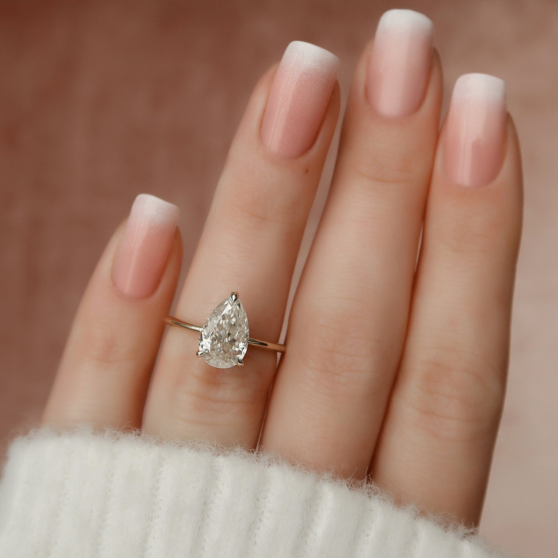 2 CT Pear Hidden Halo Moissanite Engagement Ring