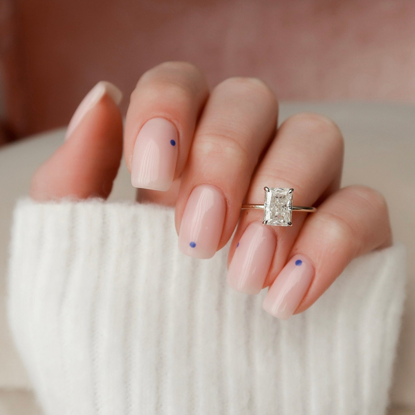 2 CT Radiant Hidden Halo Moissanite Engagement Ring