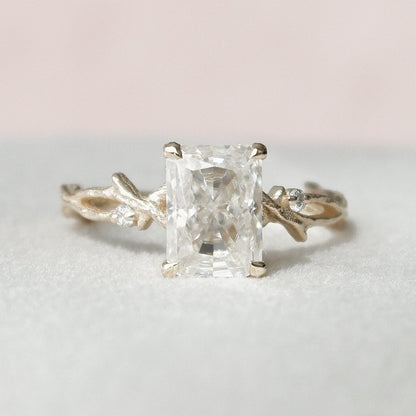 2 CT Radiant Twig Pave Moissanite Engagement Ring