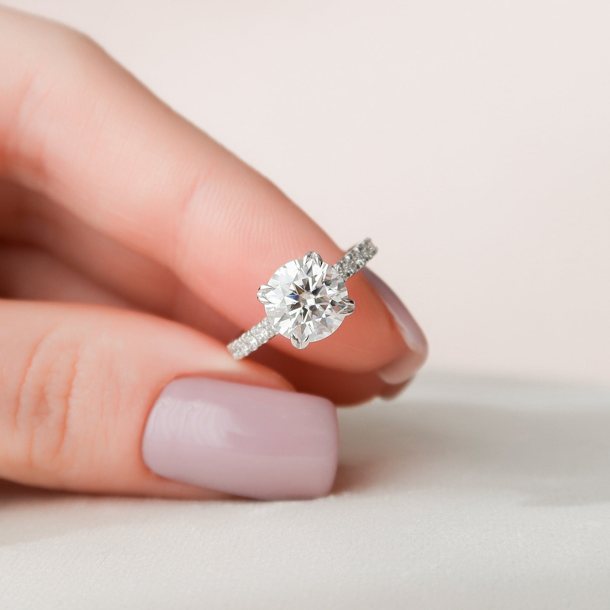 2 CT Round Hidden Halo & Pave Moissanite Engagement Ring