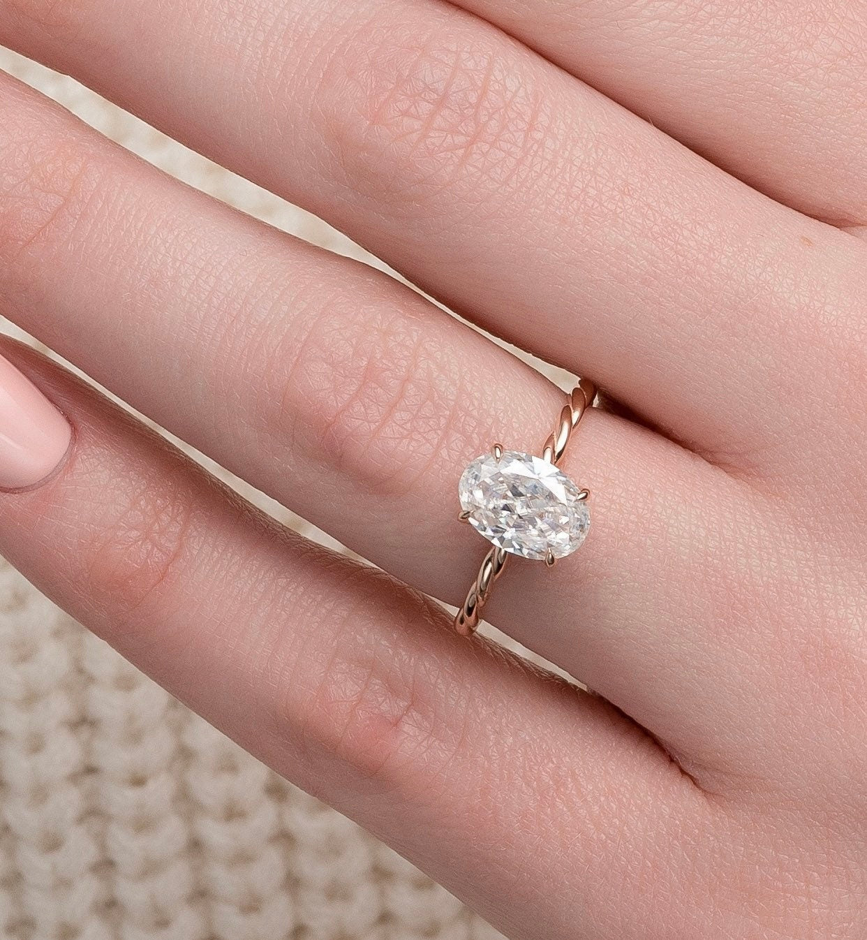 2 CT Oval Hidden Halo Moissanite Engagement Ring