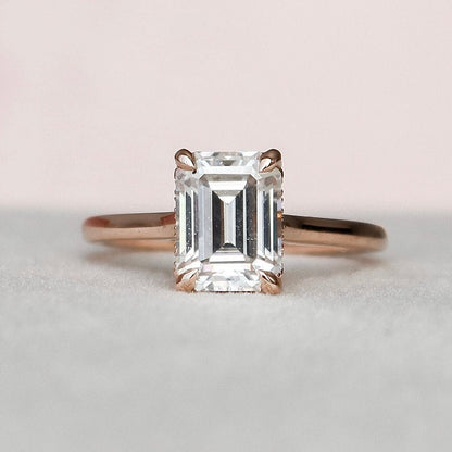 1.5 CT Emerald Hidden Halo & Pave Moissanite Engagement Ring