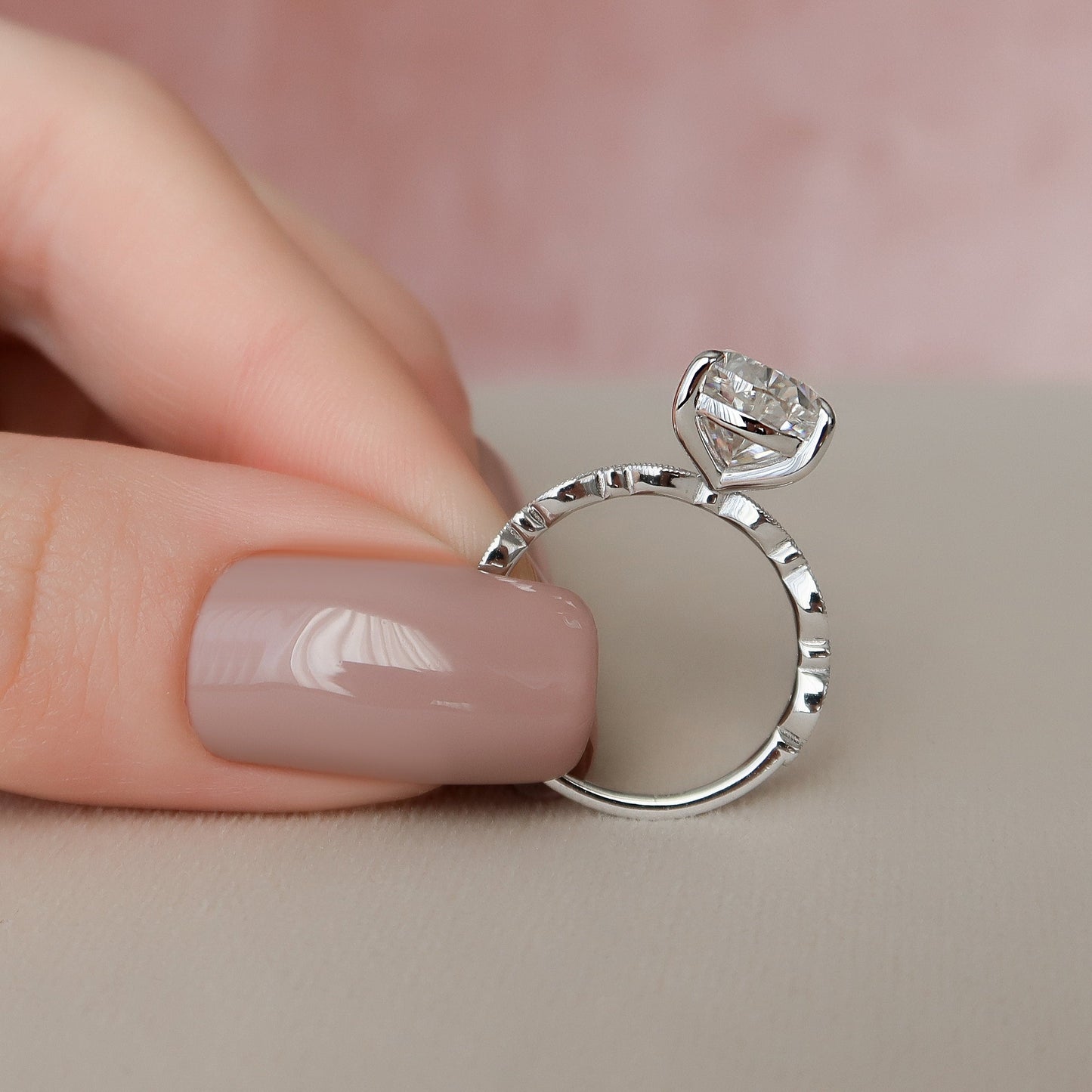 3 CT Pear Pave Moissanite Engagement Ring