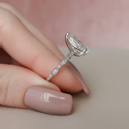 3 CT Pear Pave Moissanite Engagement Ring