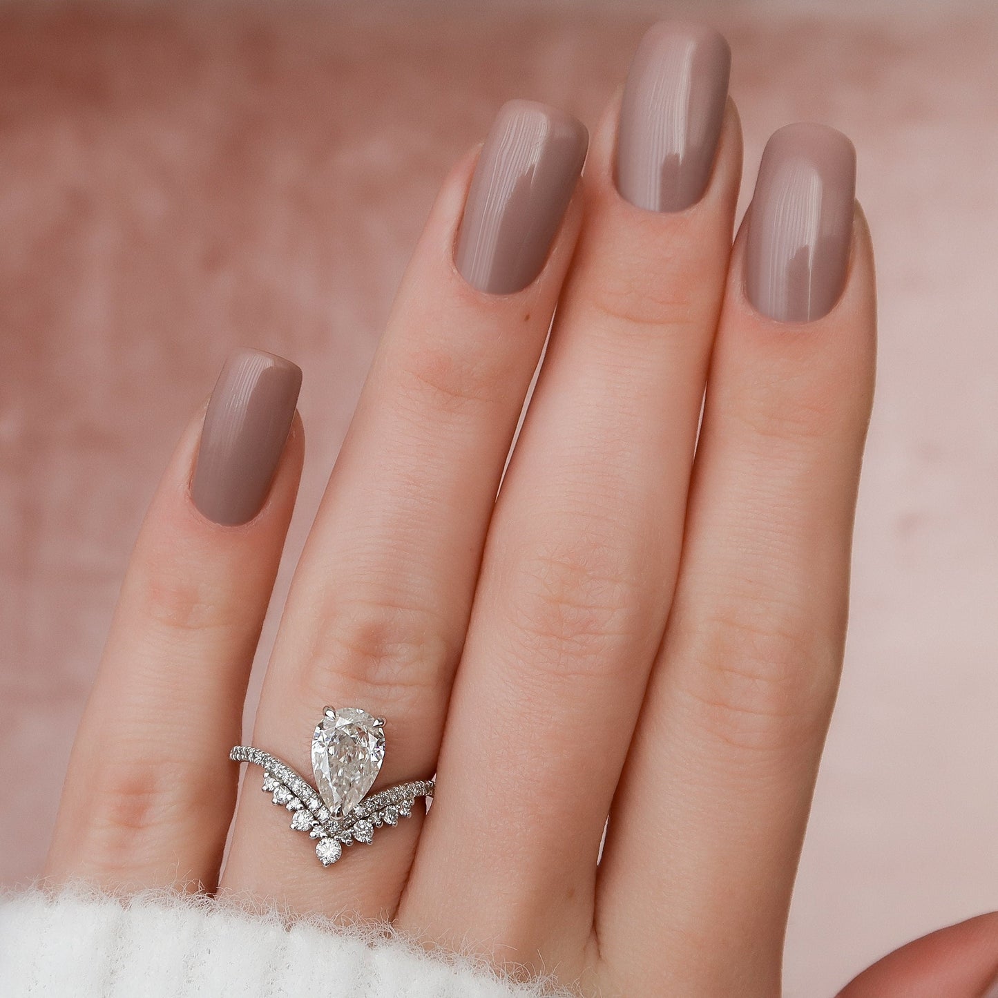 1.5 CT Pear Cluster Moissanite Engagement Ring