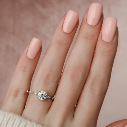 1 CT Round Dainty Pave Moissanite Engagement Ring