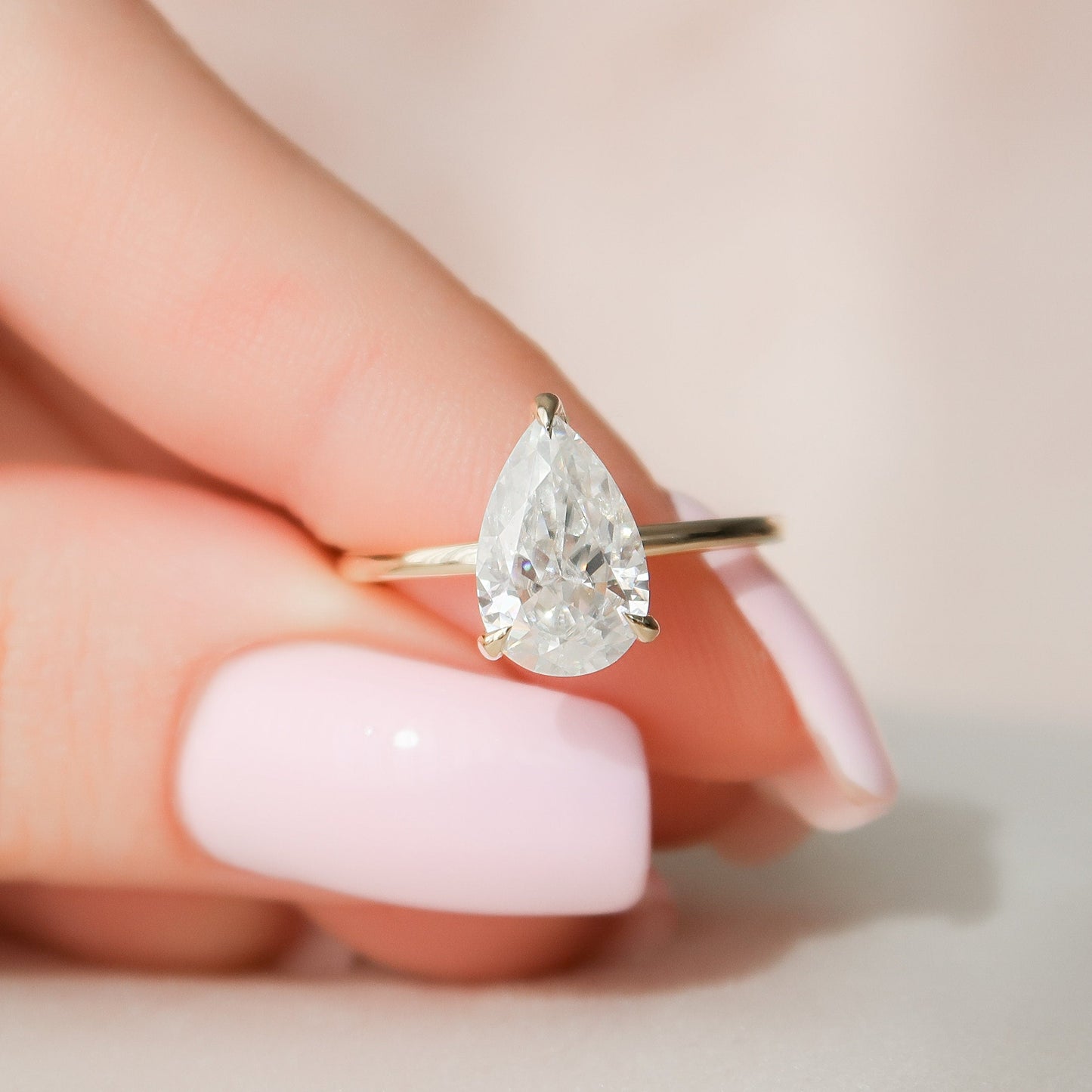2 CT Pear Hidden Halo Moissanite Engagement Ring