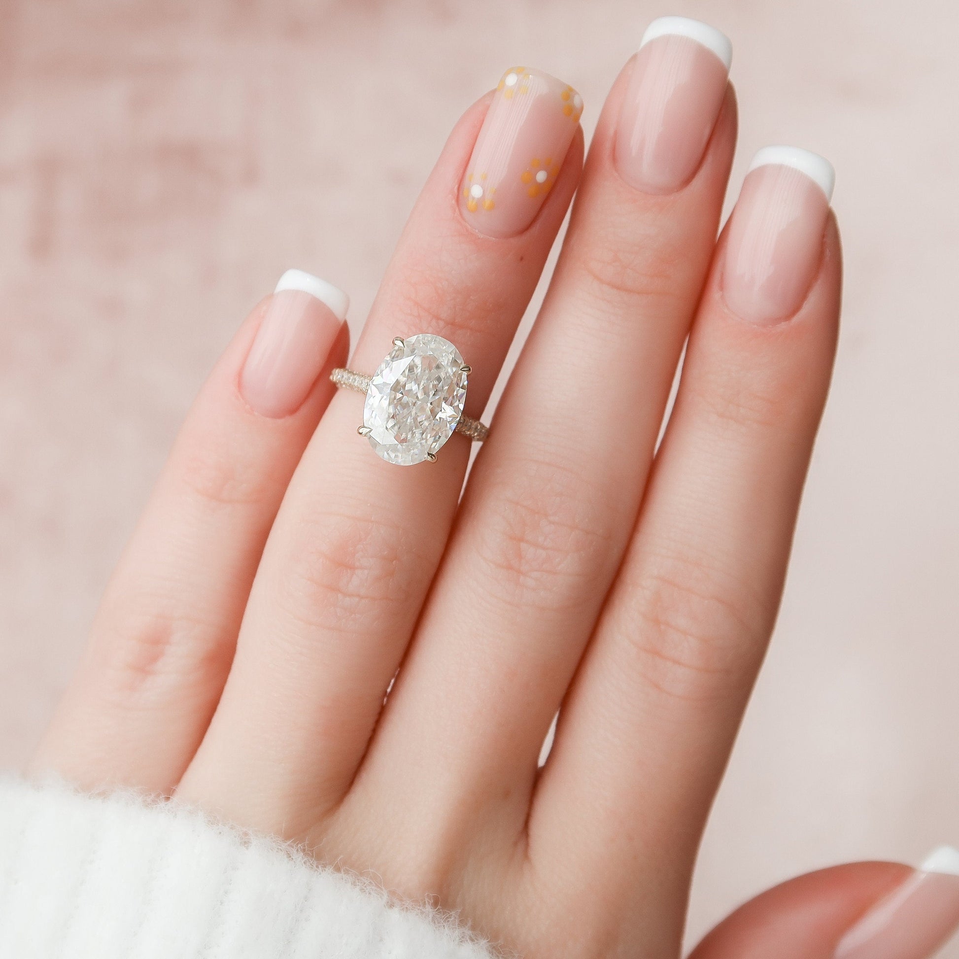 5 CT Oval Hidden Halo & Pave Moissanite Engagement Ring