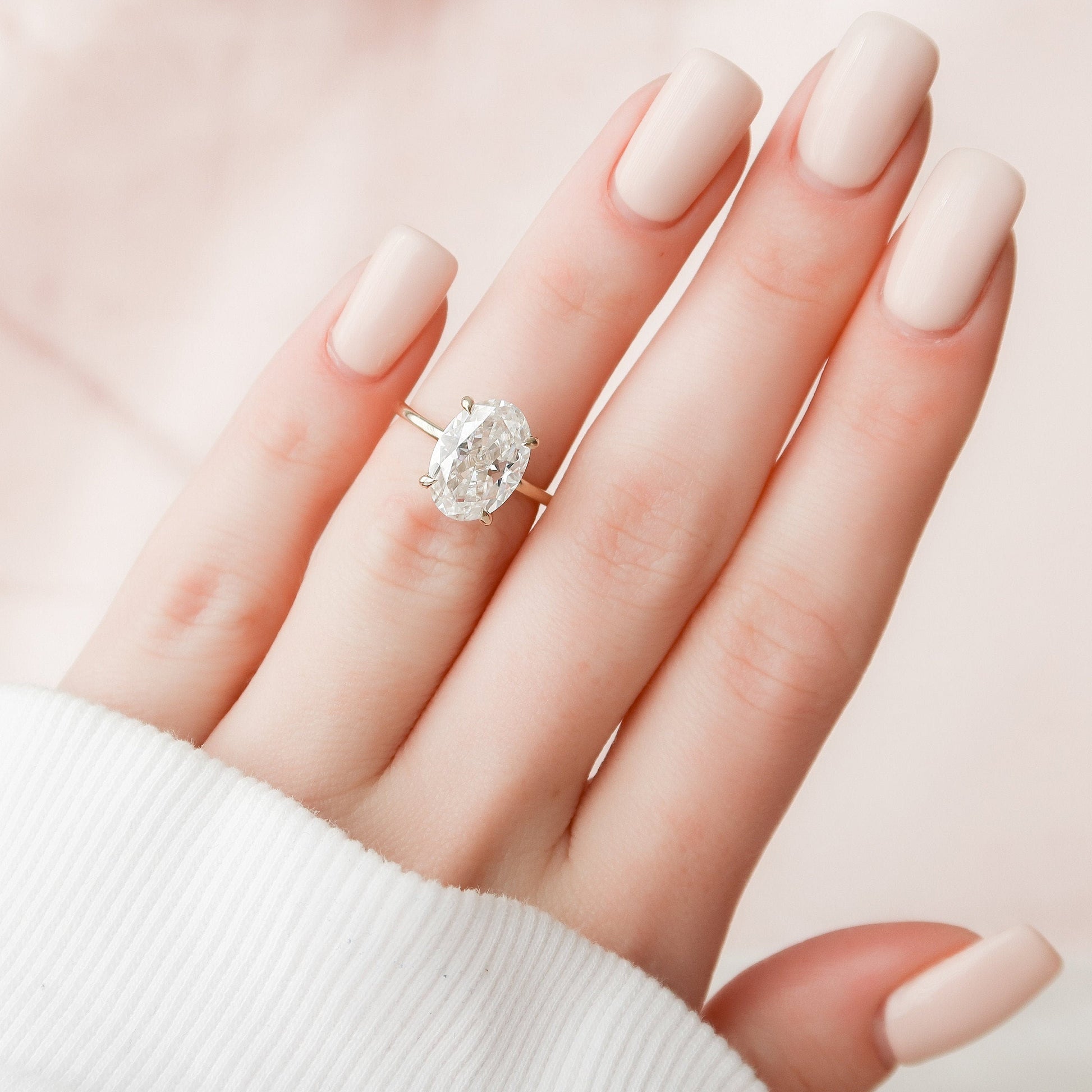 4 CT Oval Hidden Halo Moissanite Engagement Ring
