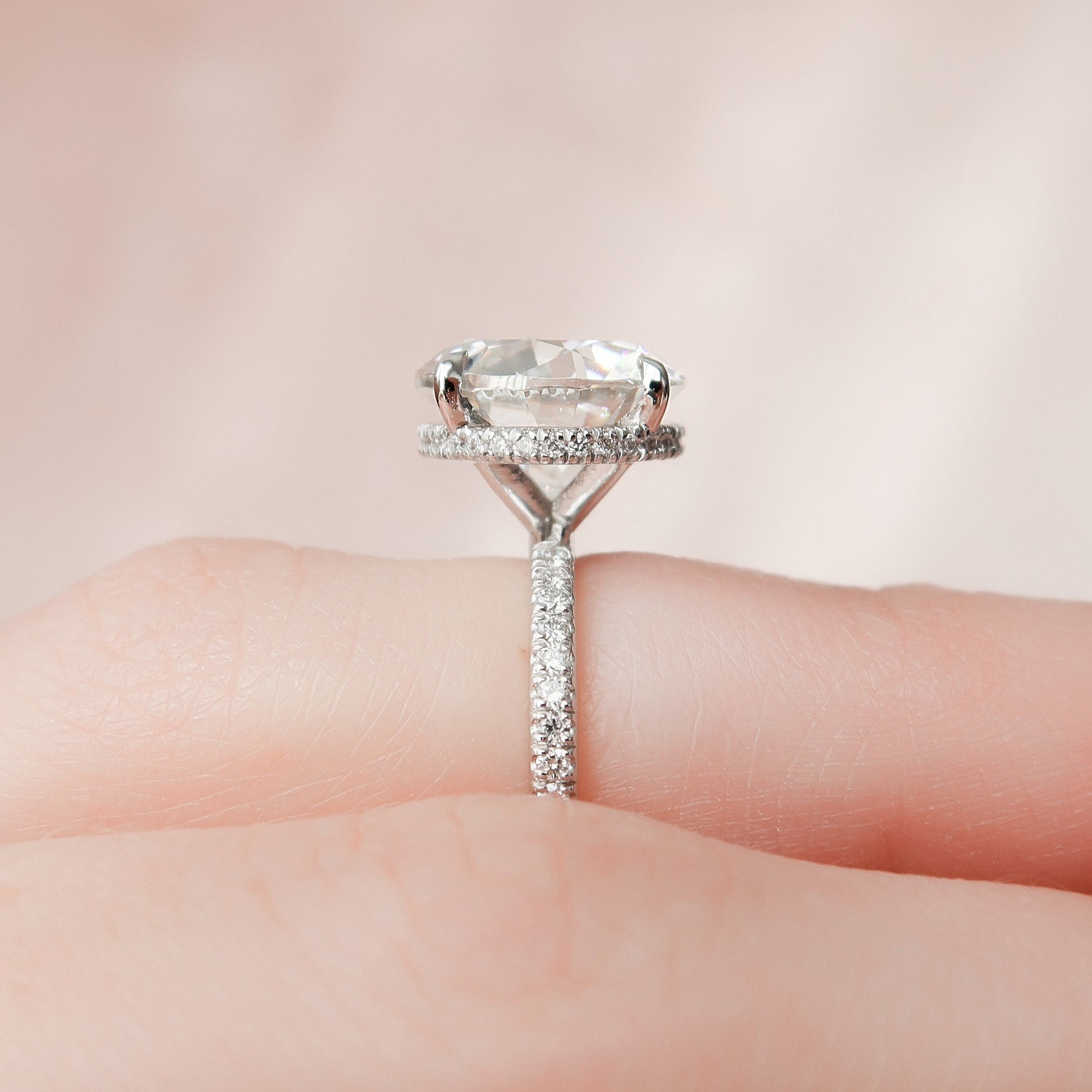 4.5 CT Round Hidden Halo & Pave Moissanite Engagement Ring