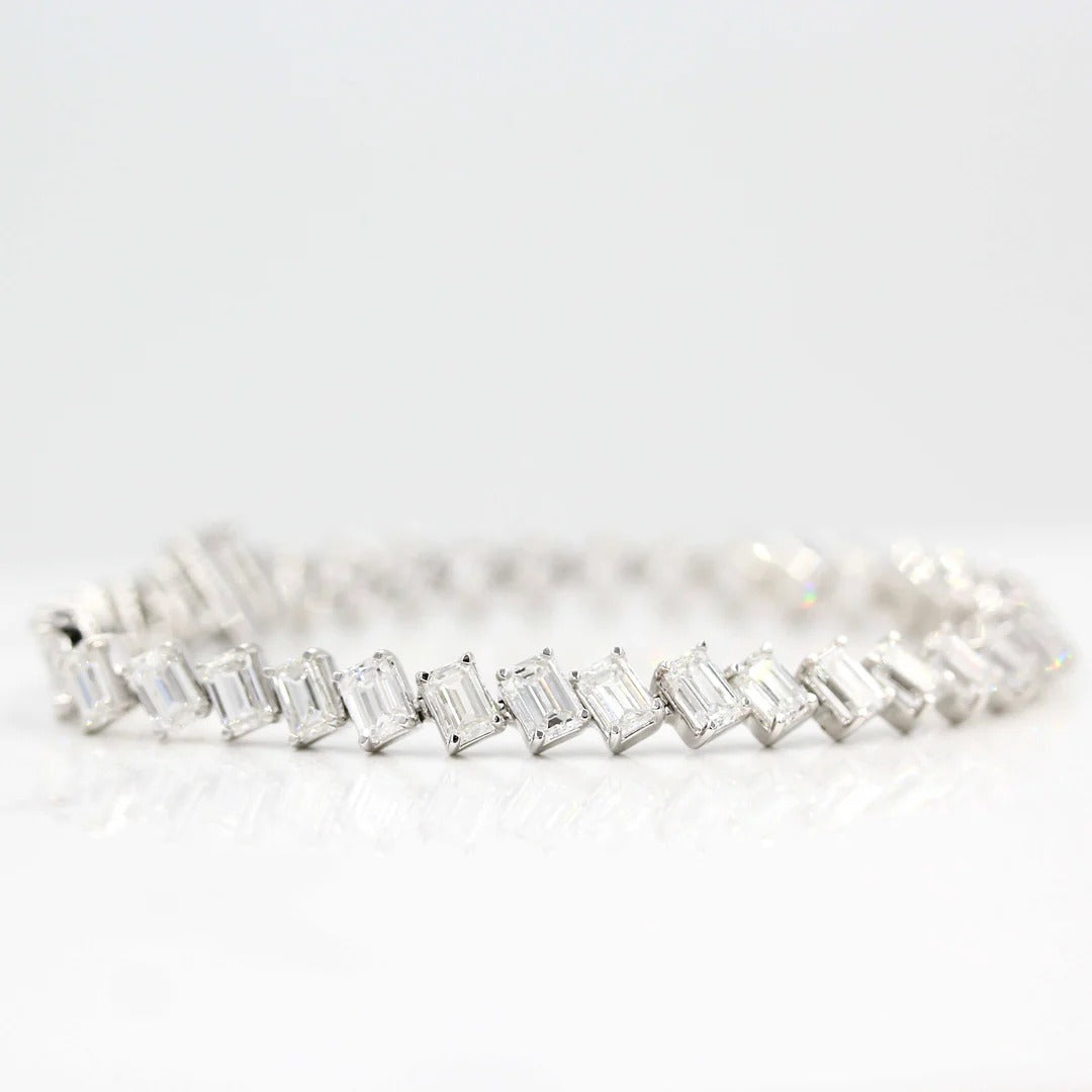 13.09 TCW Emerald Moissanite Tennis Bracelet