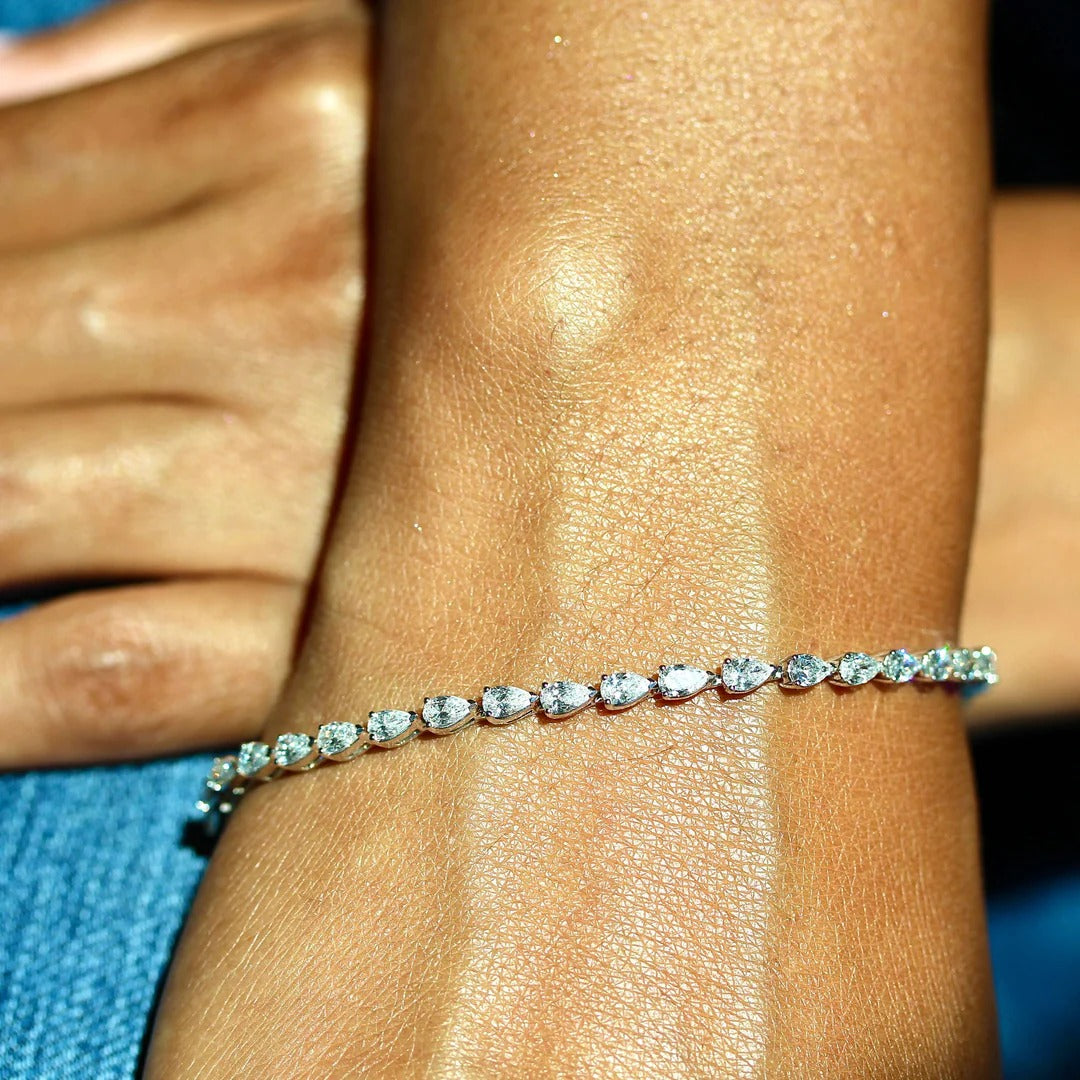 4.33 TCW Pear Moissanite Tennis Bracelet