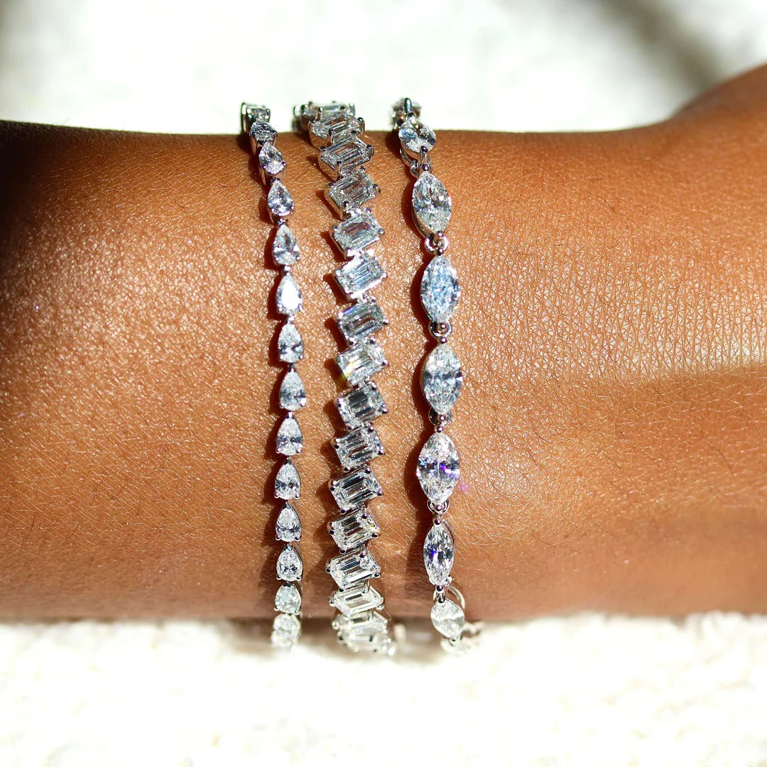 13.09 TCW Emerald Moissanite Tennis Bracelet