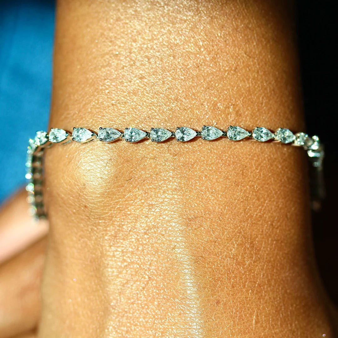 4.33 TCW Pear Moissanite Tennis Bracelet