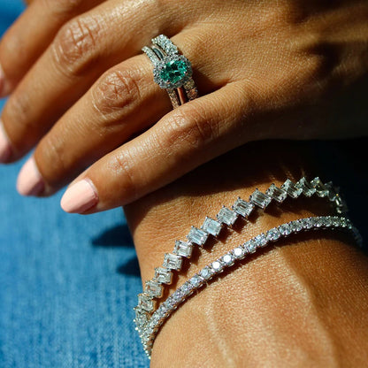 13.09 TCW Emerald Moissanite Tennis Bracelet