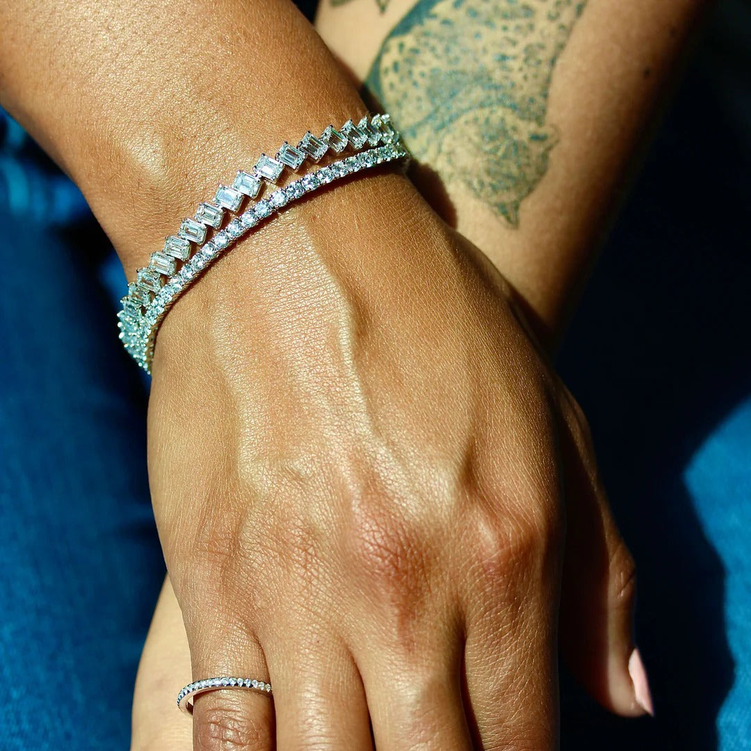 13.09 TCW Emerald Moissanite Tennis Bracelet