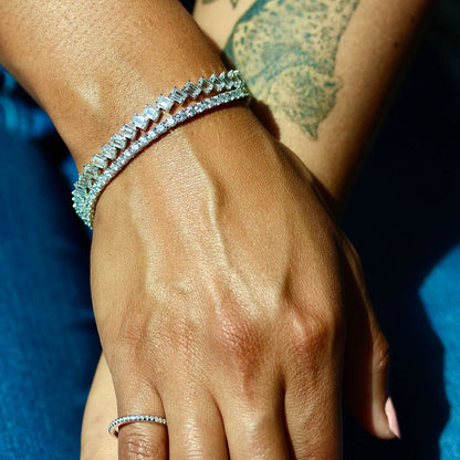 13.09 TCW Emerald Moissanite Tennis Bracelet