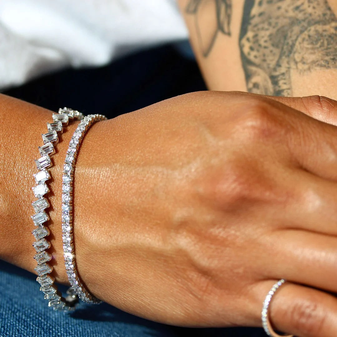 13.09 TCW Emerald Moissanite Tennis Bracelet