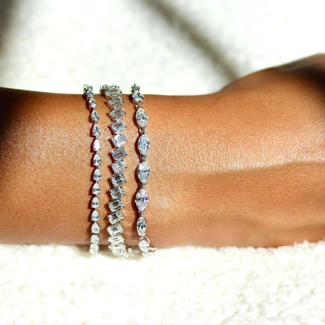 13.09 TCW Emerald Moissanite Tennis Bracelet