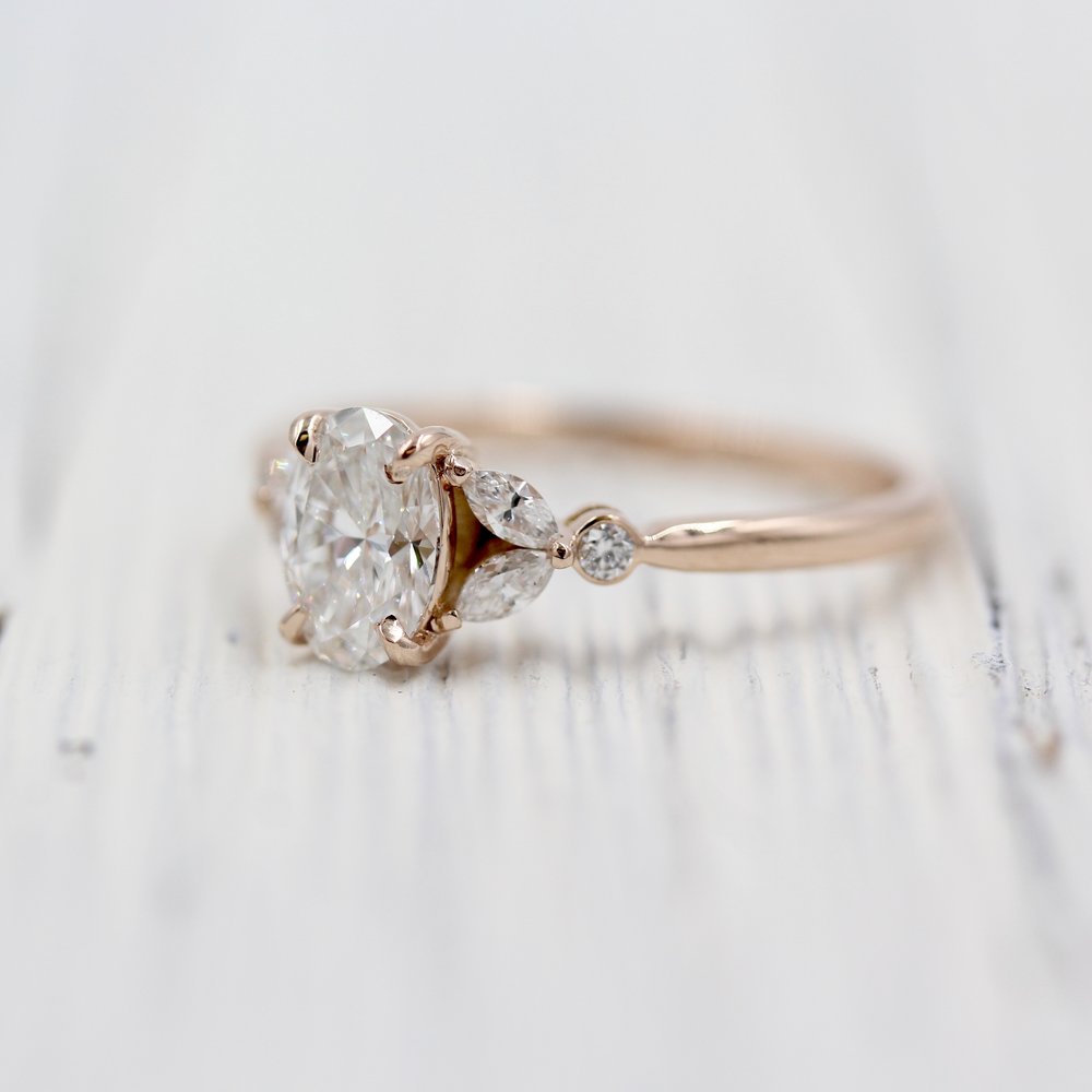 1 CT Oval Cluster Moissanite Engagement Ring