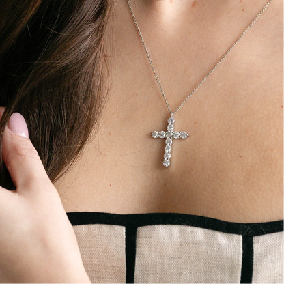 1.87 TCW Round Moissanite Cross Necklace